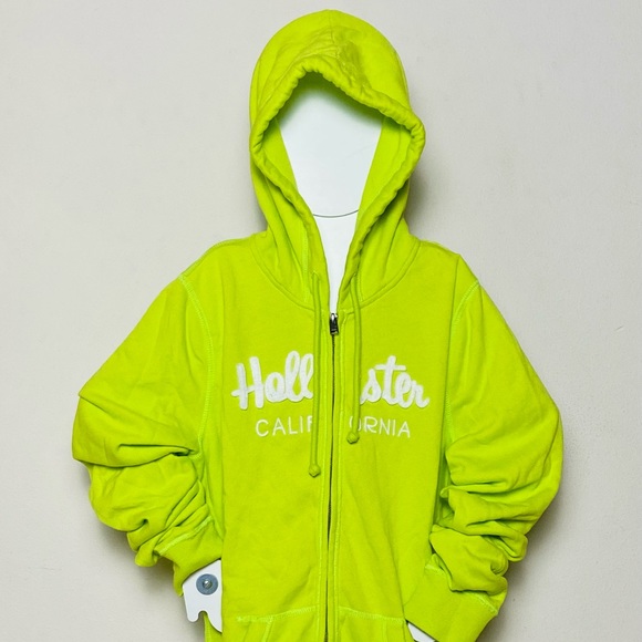 Hollister Tops - HOLLISTER neon lime, full zip hoodie NEW w/ tag
